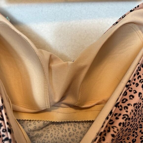 Leopard Print Ruffle Swim Skirt L 12-14 Kona Sol Nylon/Spandex Neutral - Picture 12 of 14